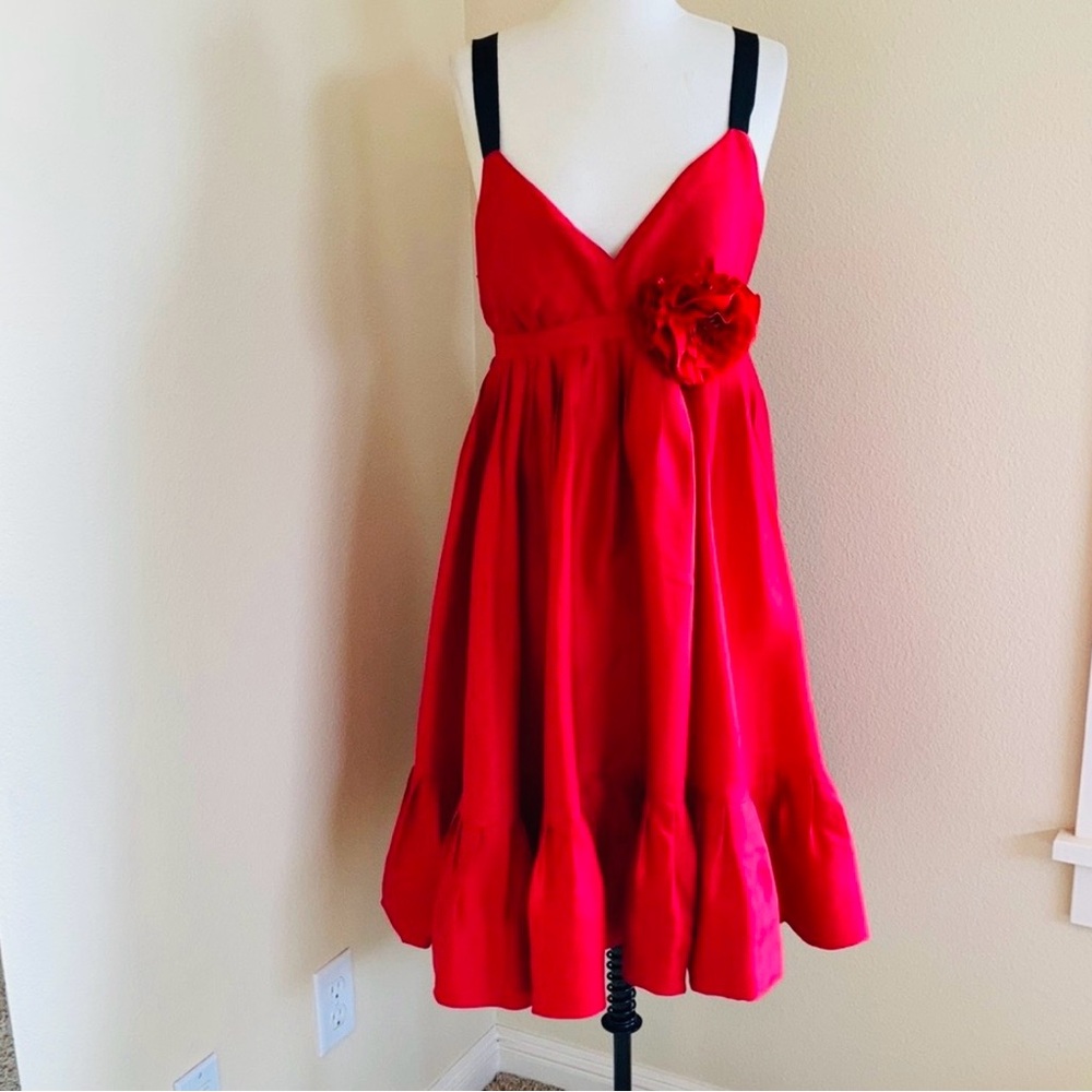 Plenty by Tracy Reese Red Party Dress with Black Straps